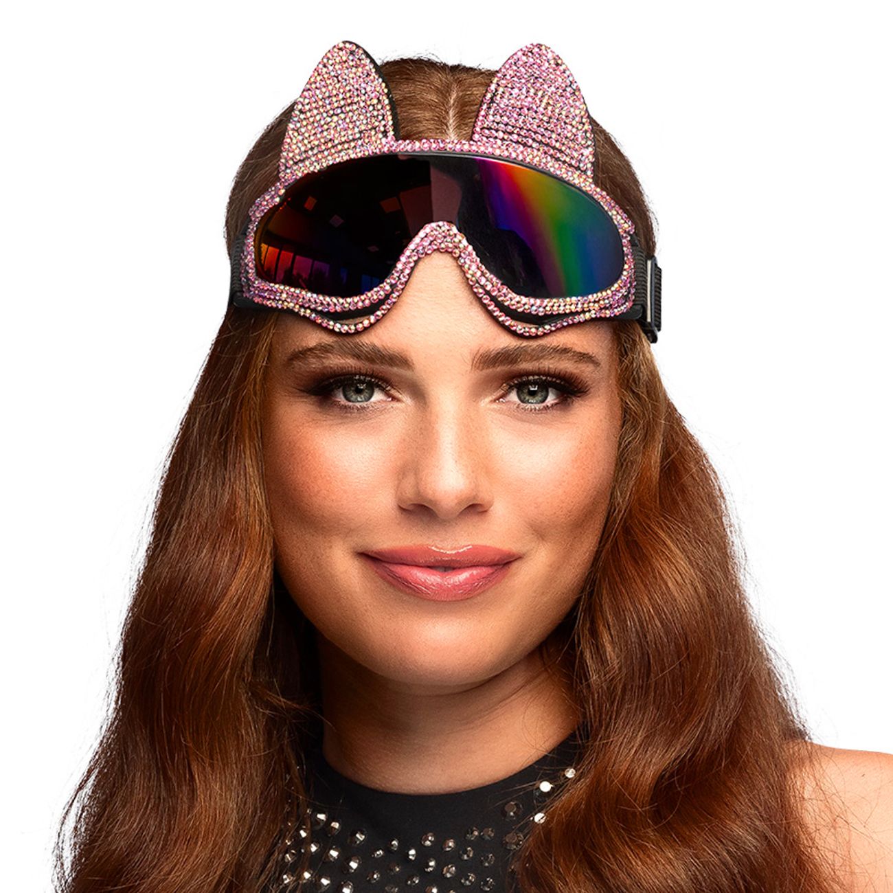 Skidglasögon Katt med Strass Rosa