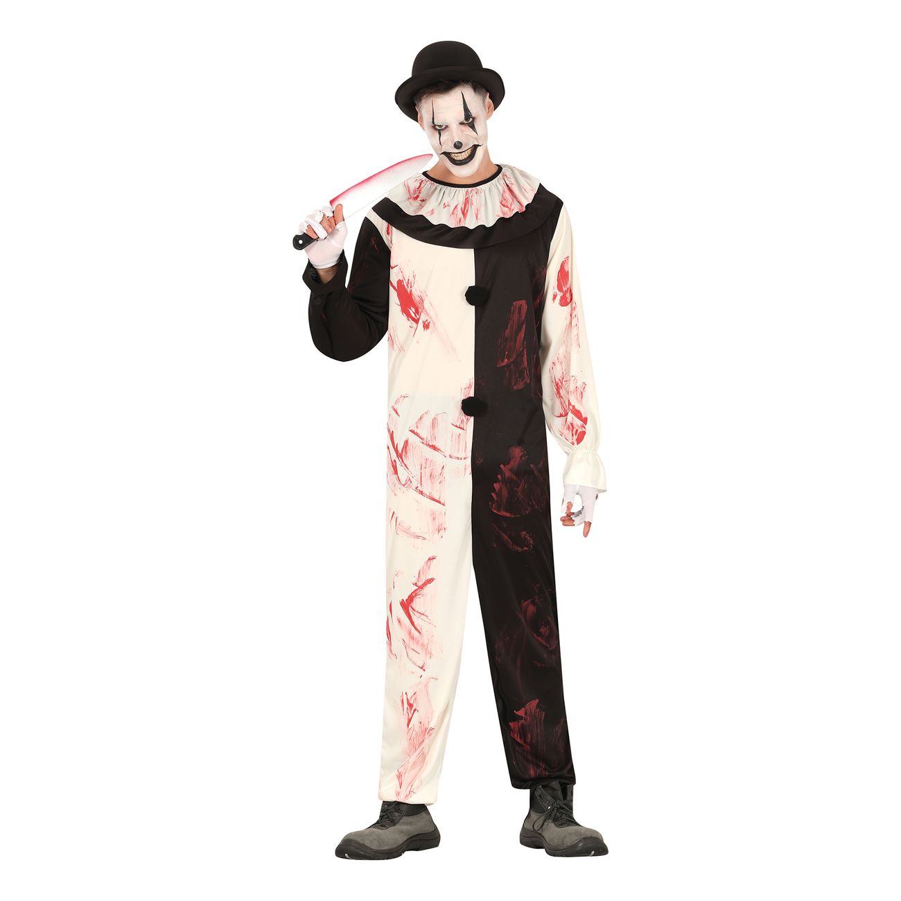 Skräckclown Svart/Vit Maskeraddräkt