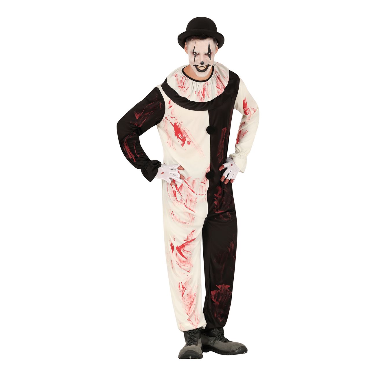 Skräckclown Svart/Vit Maskeraddräkt