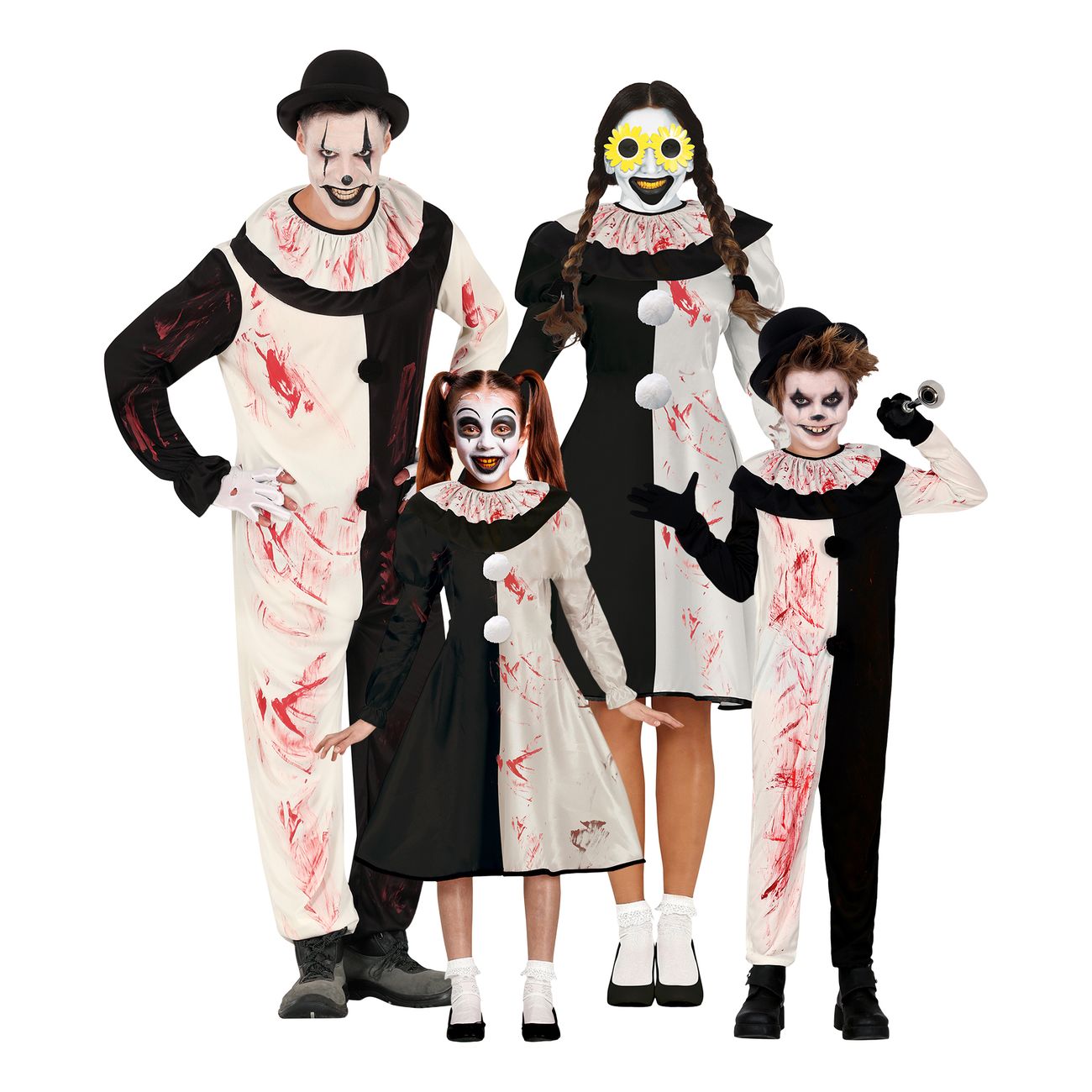 Skräckclown Svart/Vit Maskeraddräkt