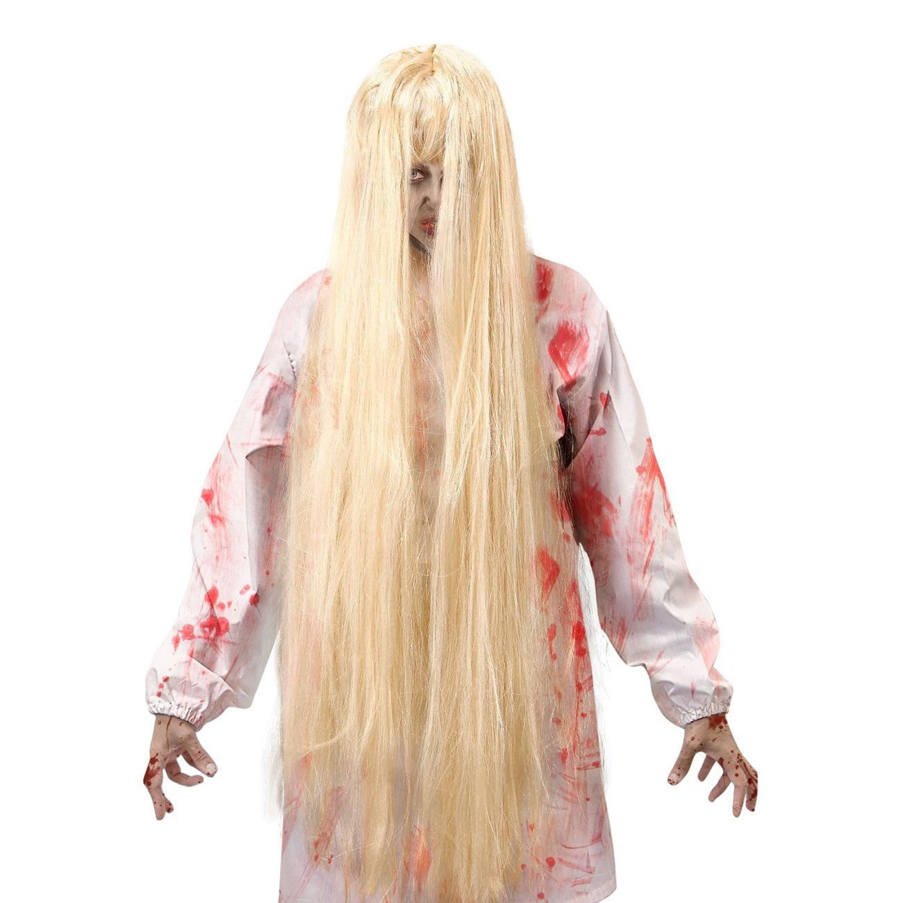 Skräckflicka Lång Peruk Blond