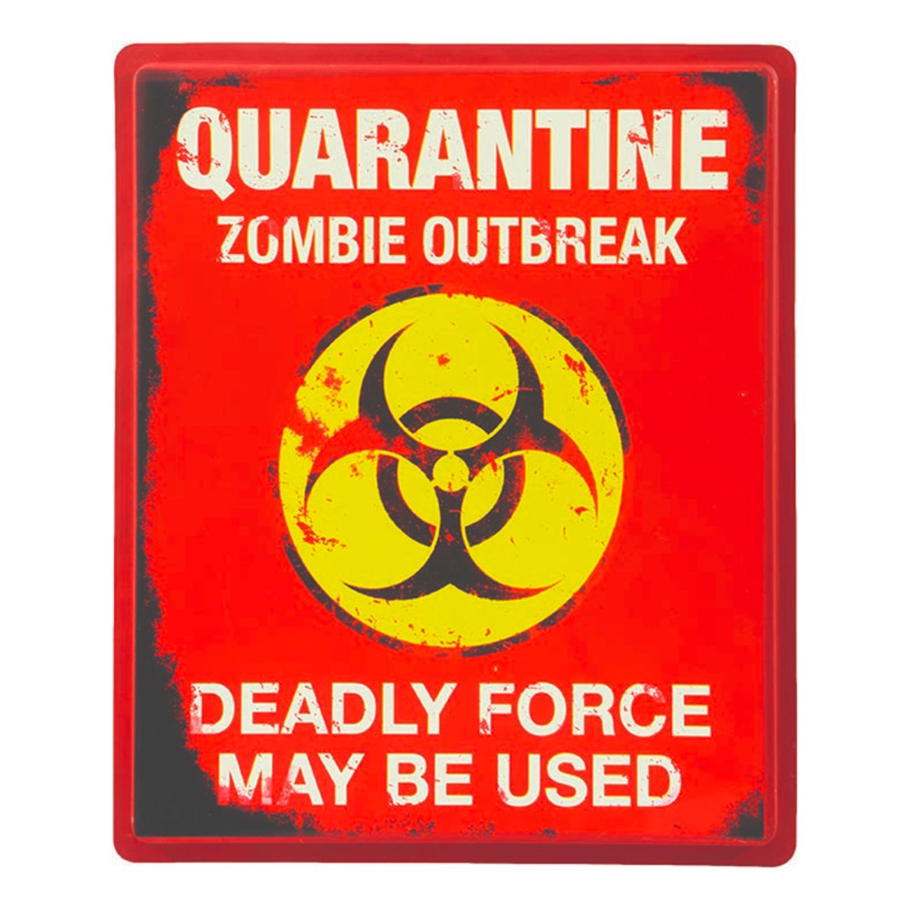 Targa In Metallo Flytime "Warning Limited Area Quarantine Zombie Outbreak" 20x30 Cm