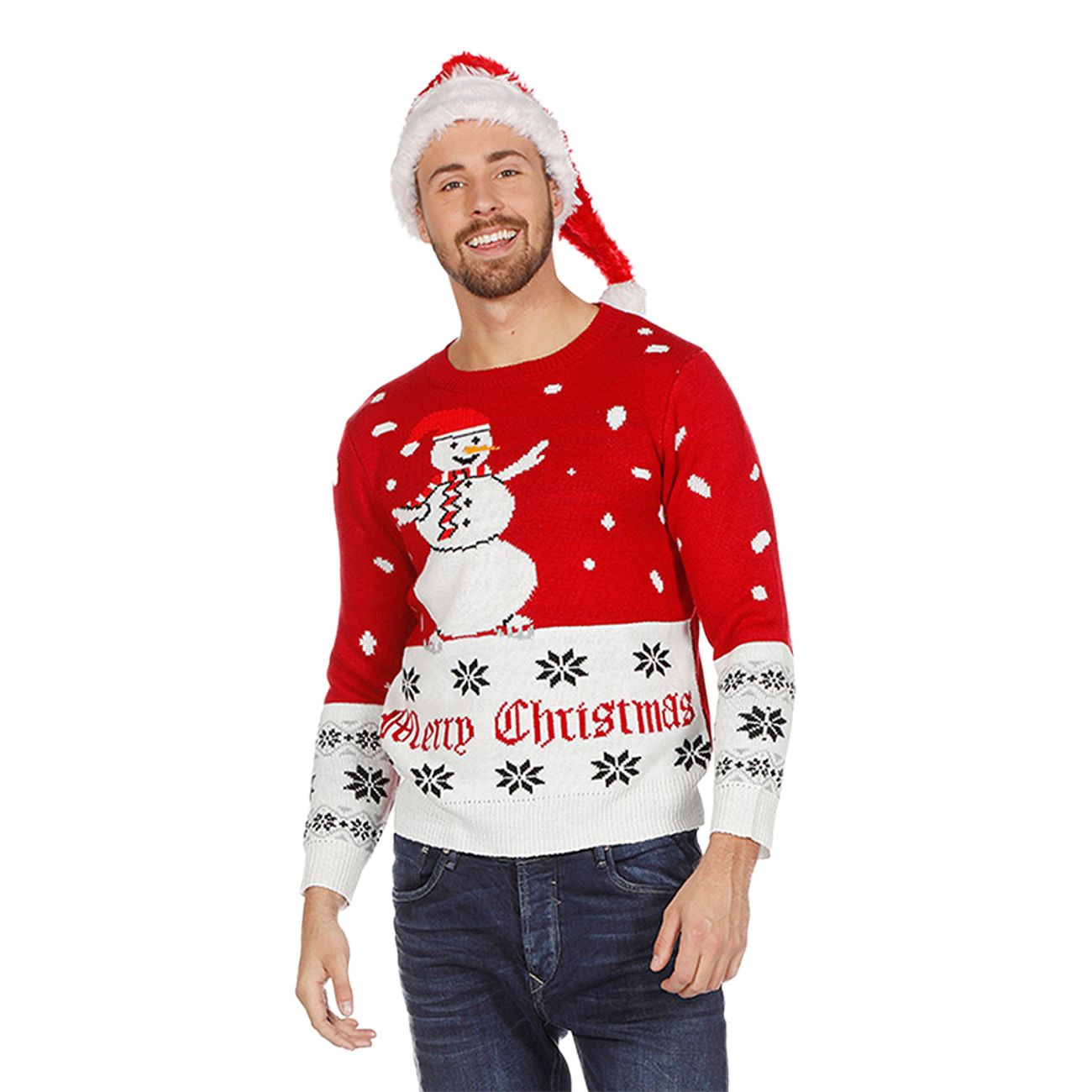 Snögubbe Röd Jultröja