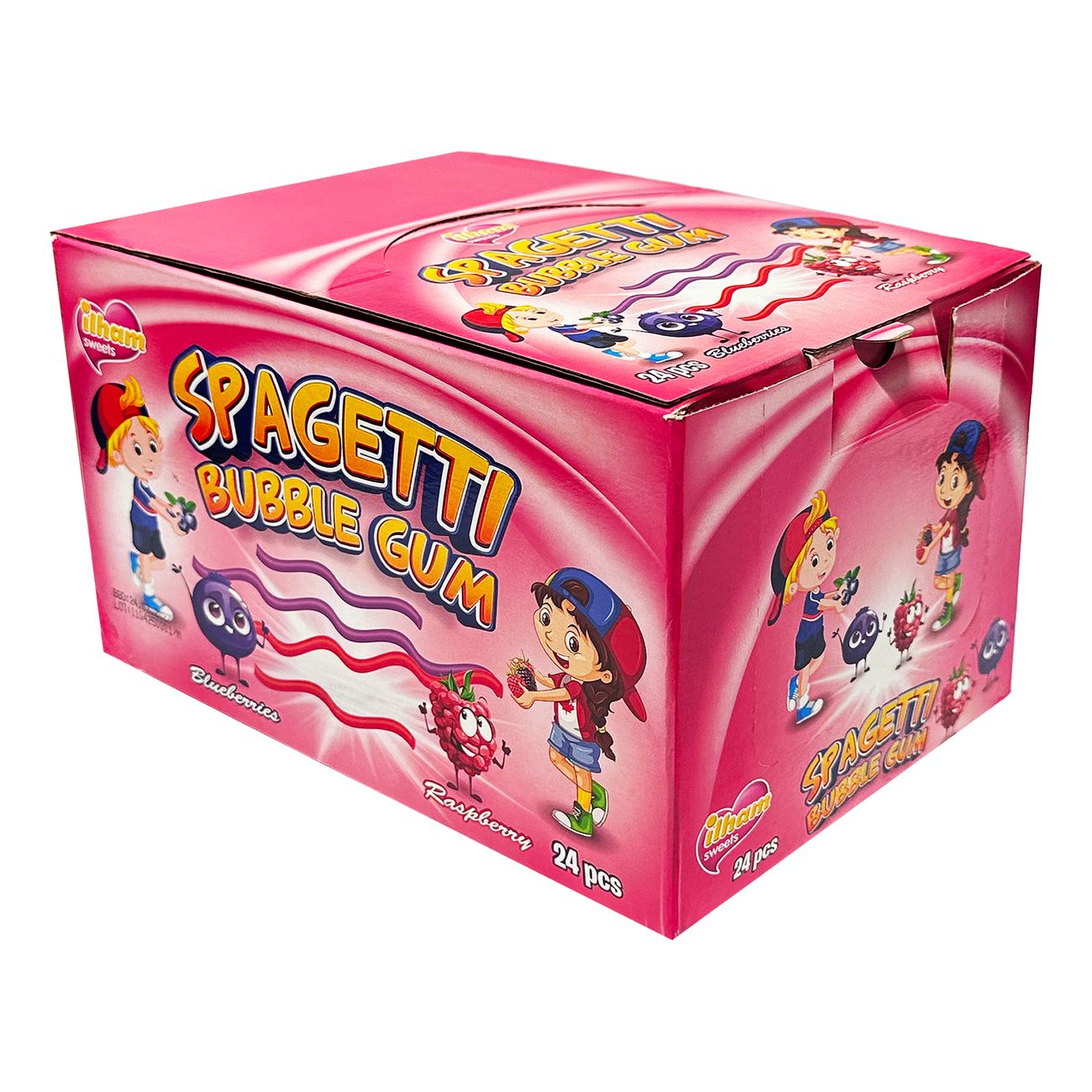 Spaghetti Bubble Gum Blueberry & Raspberry Storpack