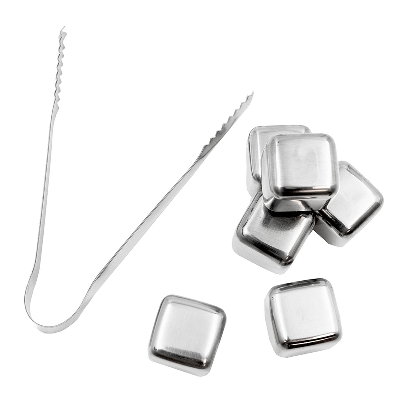 Set of 6 with Tongs Final Touch Stainless Steel Cubes