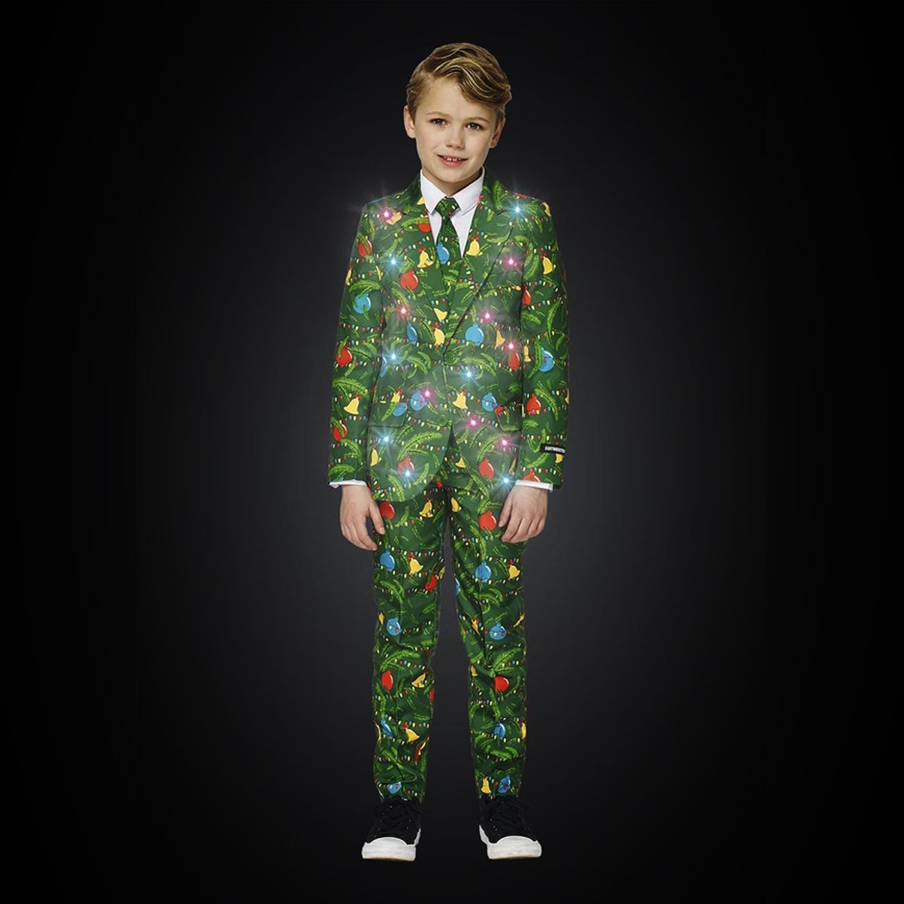 Suitmeister Boys Christmas Green Tree Light Up Kostym