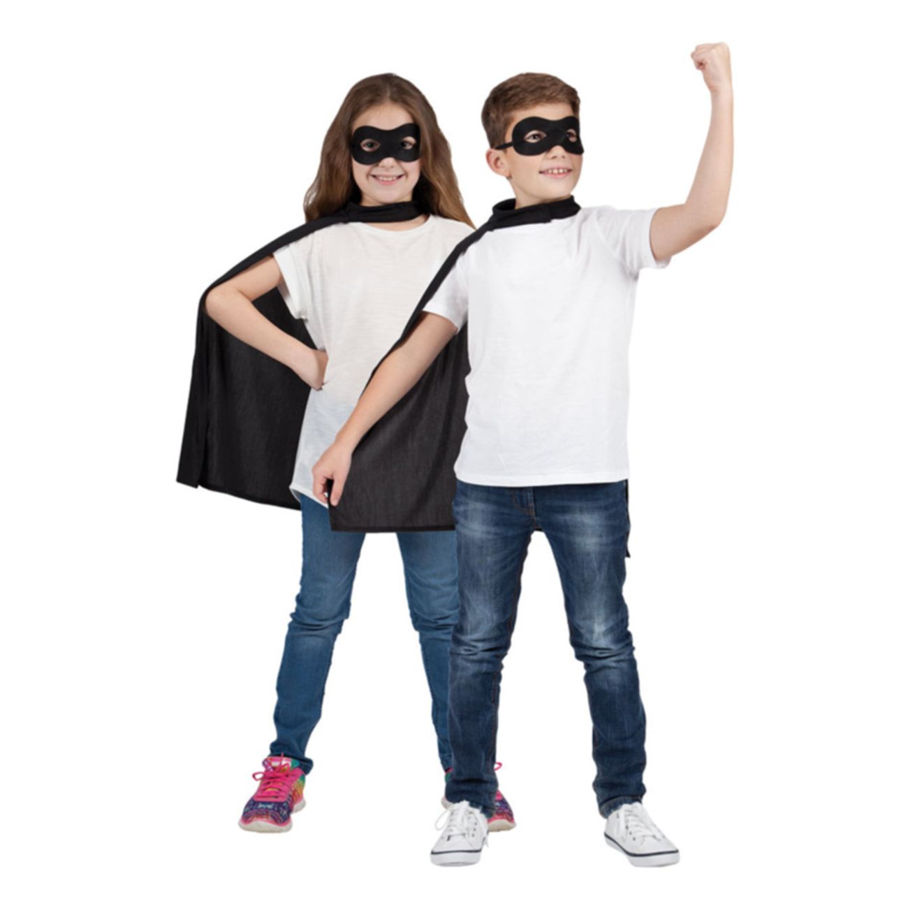 Mystisk beviser Velkendt Superhelte Kappe med Maske Sort Børn | Partykungen