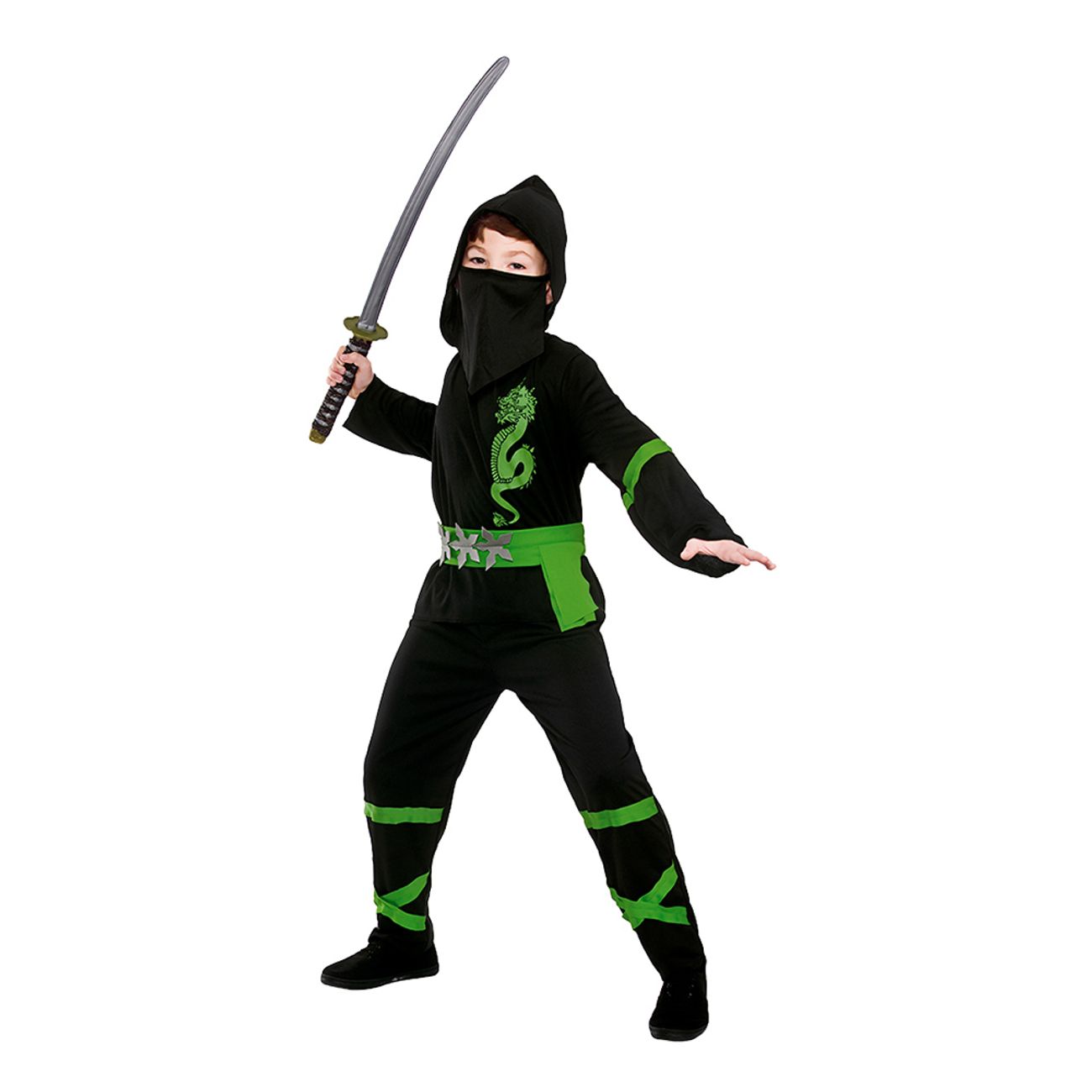 svartgron-power-ninja-barn-maskeraddrakt-78191-1
