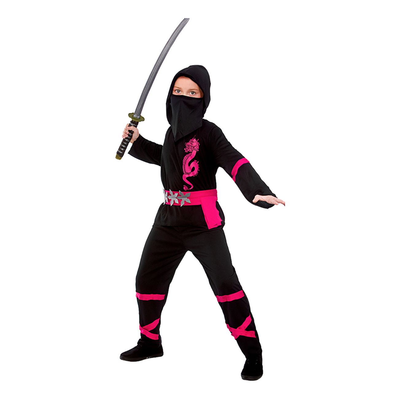 svartrosa-power-ninja-barn-maskeraddrakt-79352-1