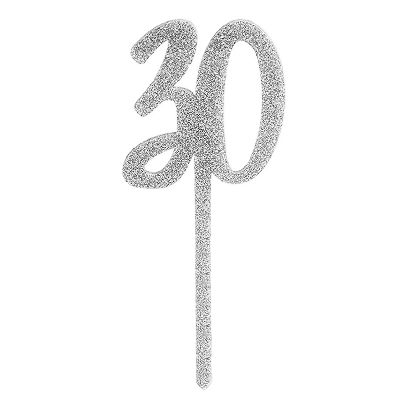 Tårtdekoration 30 Silver i Akryl
