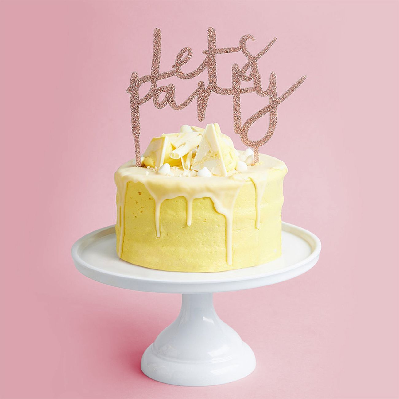 Tårtdekoration Let's Party Roséguld i Akryl