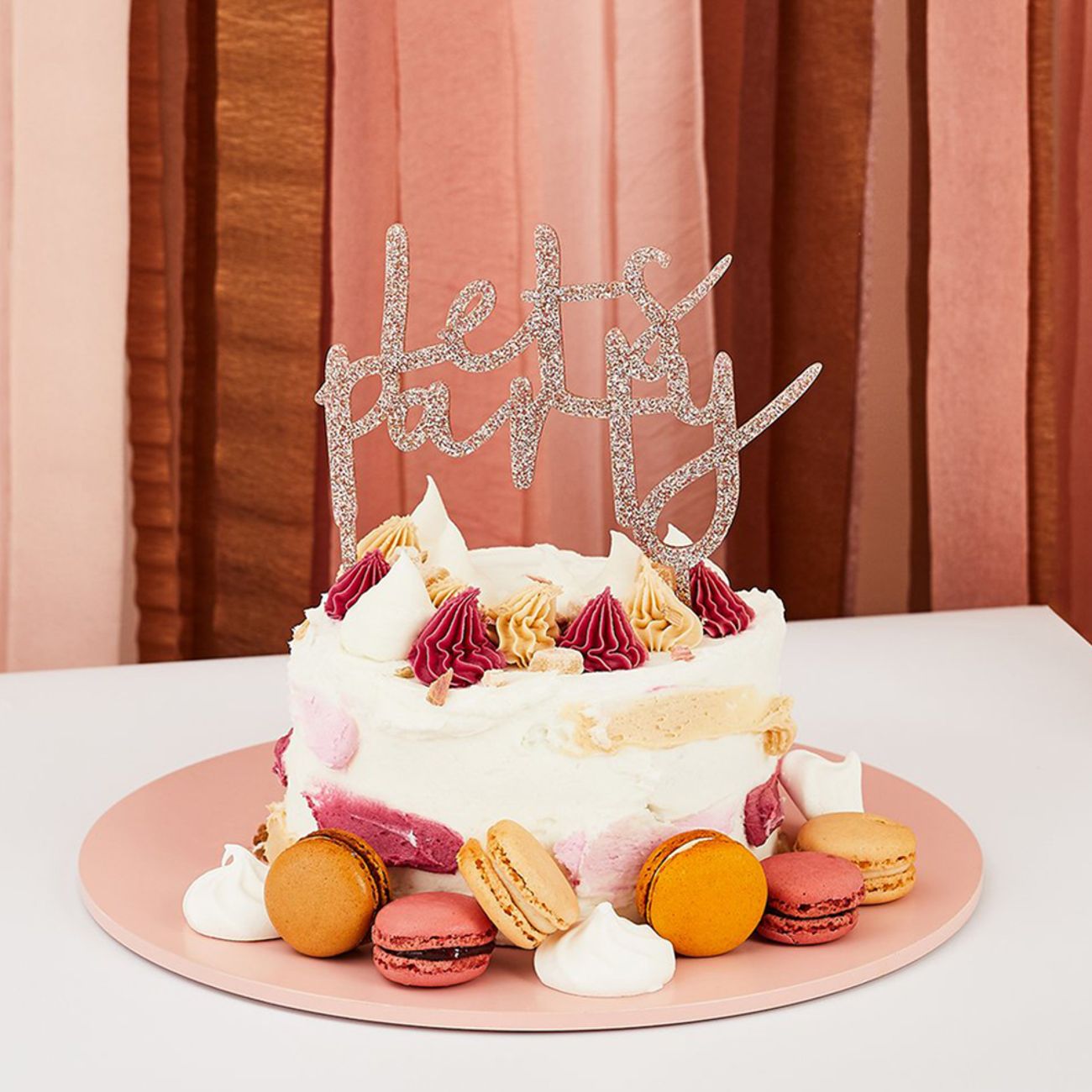 Tårtdekoration Let's Party Roséguld i Akryl