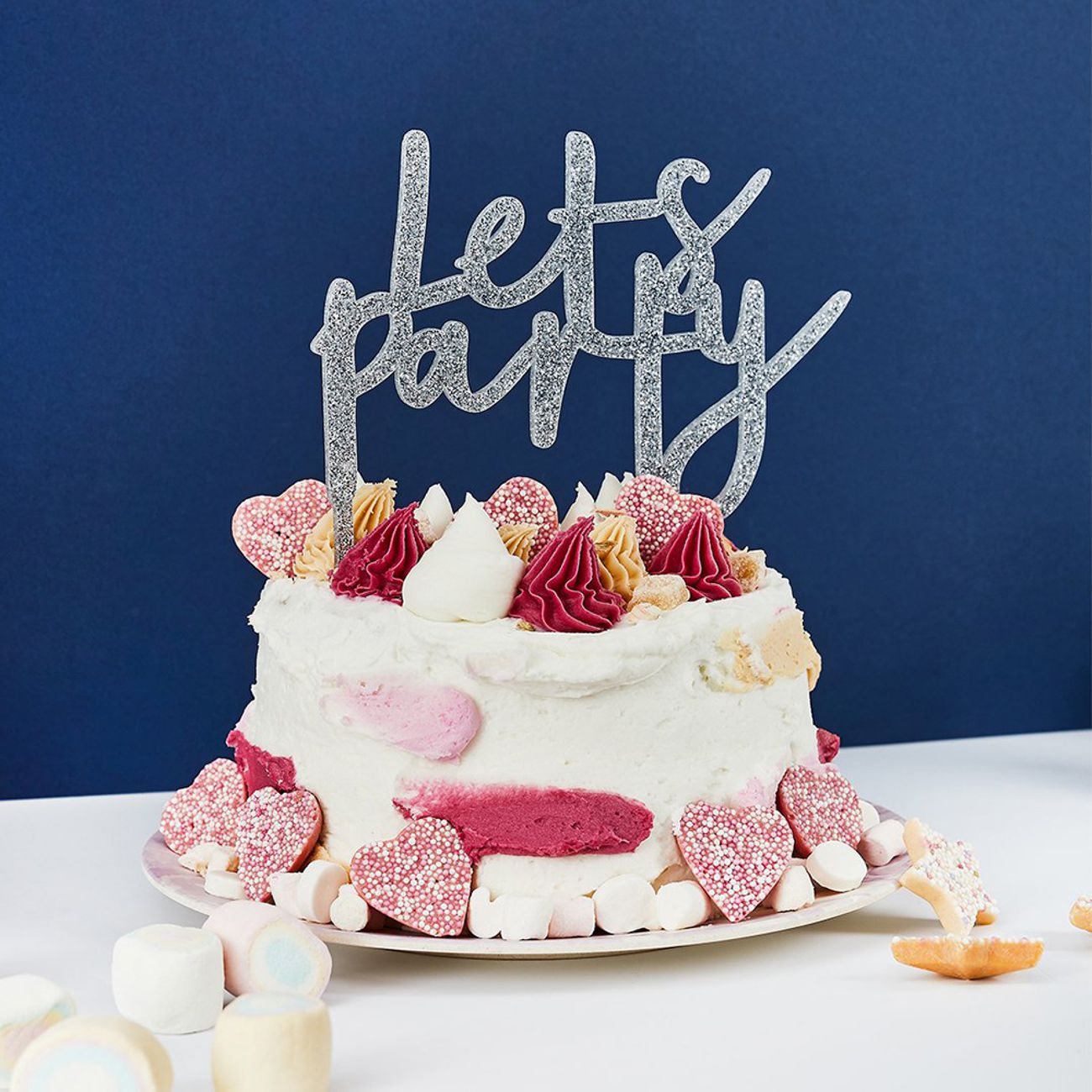 Tårtdekoration Let's Party Silver i Akryl