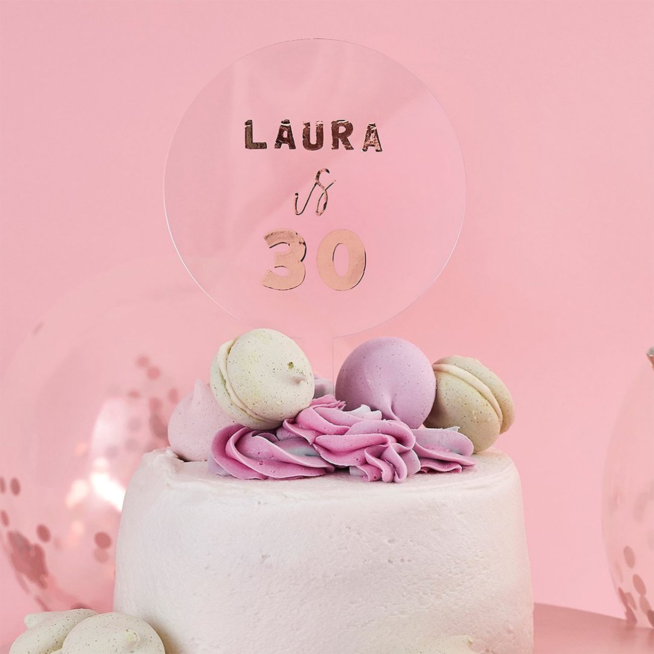 Tårtdekoration Personlig Roséguld i Akryl