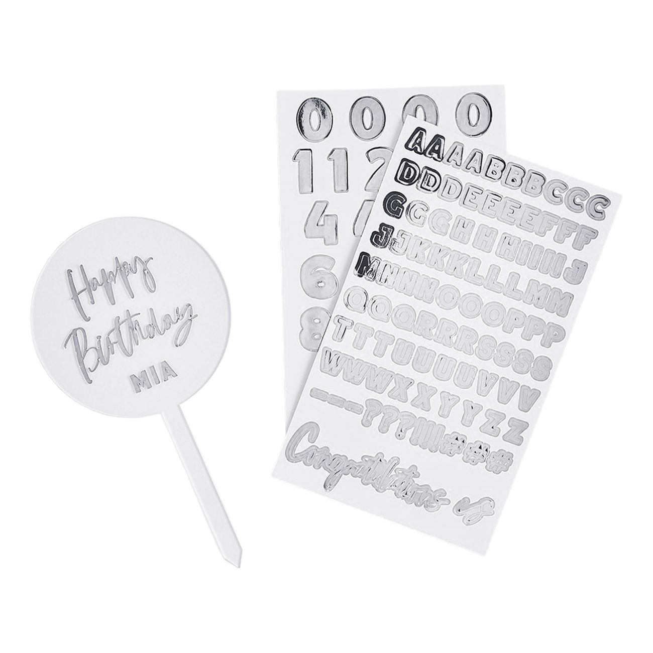 Tårtdekoration Personlig Silver i Akryl