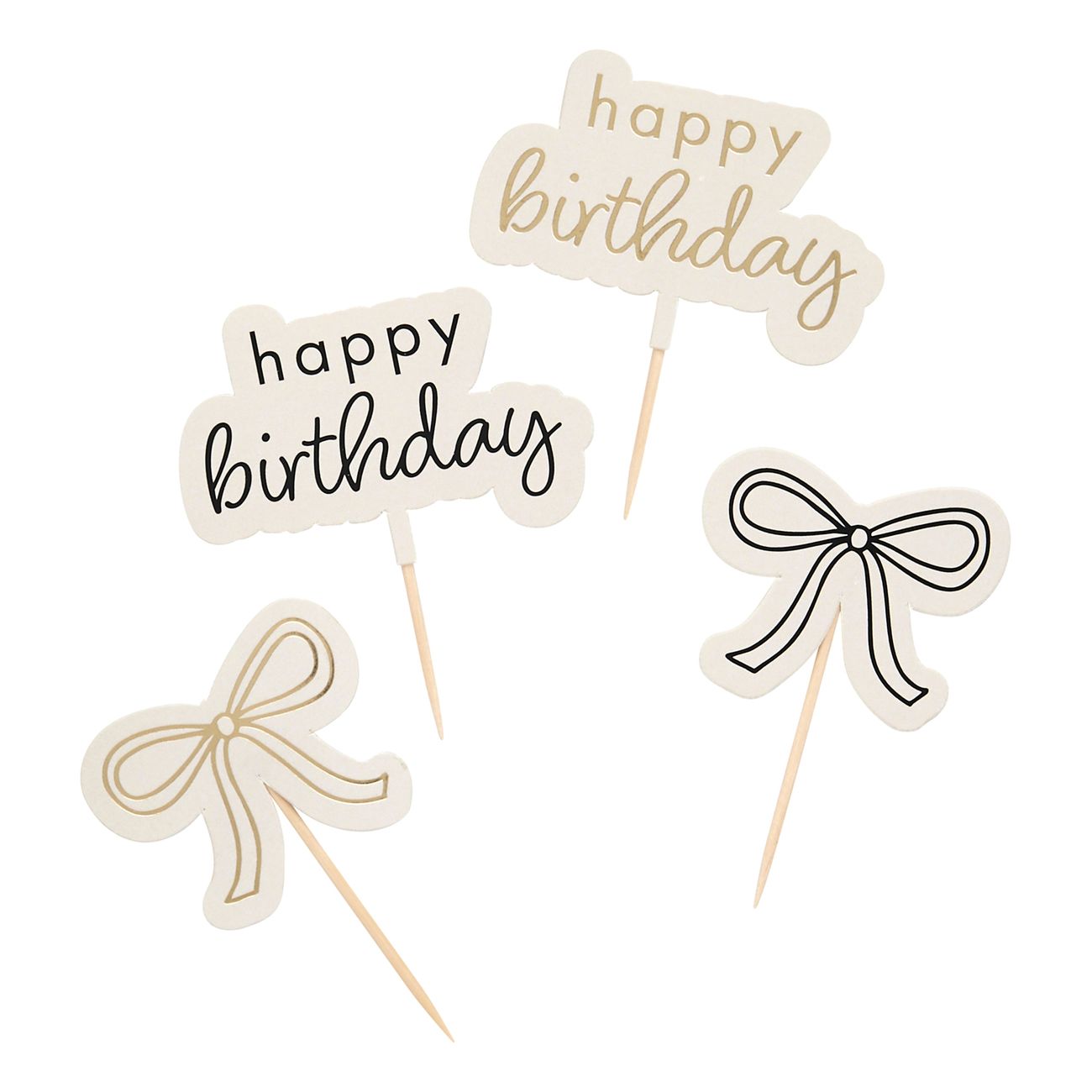 Tårtdekorationer Happy Birthday Cremevit Rosett