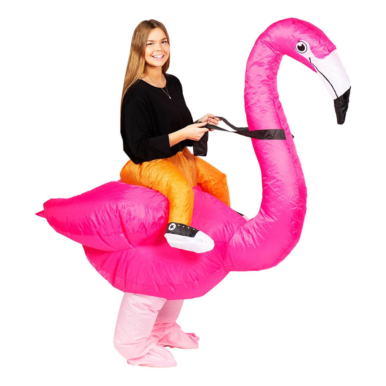 græs Ringlet fingeraftryk Oppustelig Ridende Flamingo Kostume | Partykungen