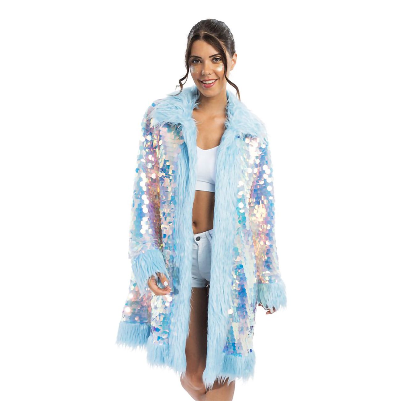 Vändbar Kappa med Paljetter Blå Deluxe