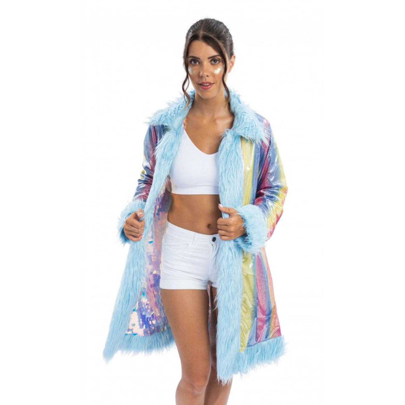 Vändbar Kappa med Paljetter Blå Deluxe