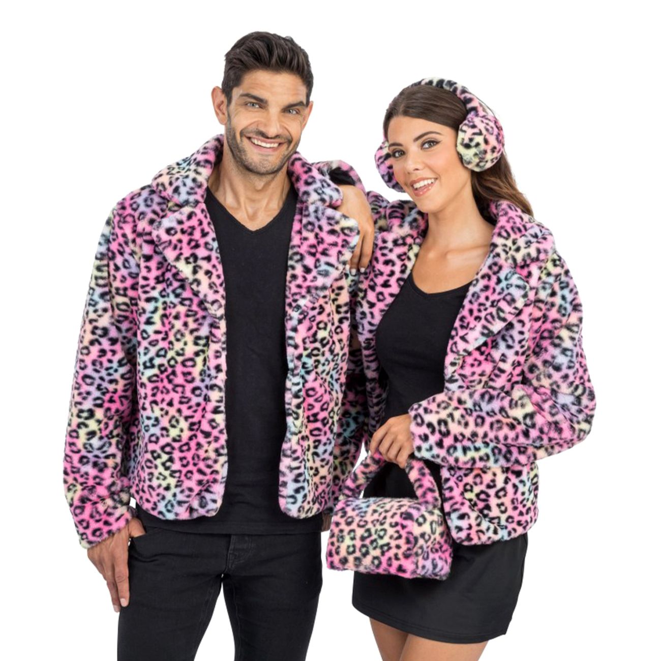 Veske i fuskepels Leopard Flerfarget