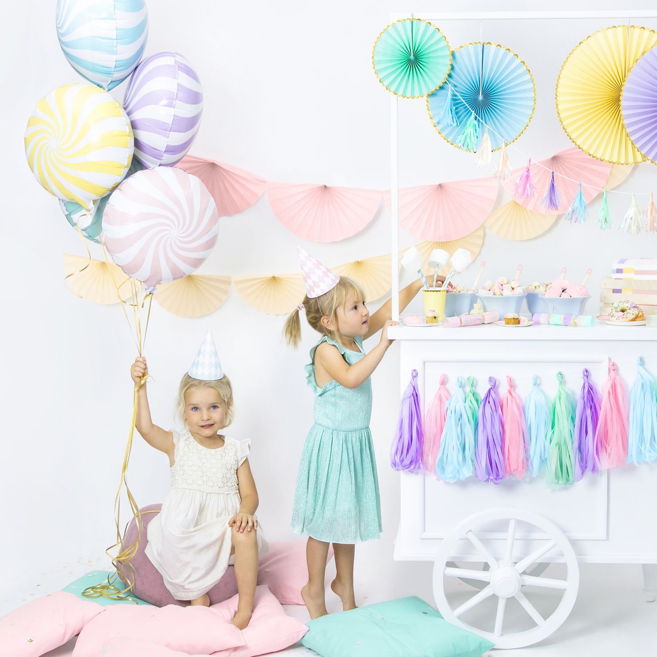 Vit/Mint Folieballong Candy