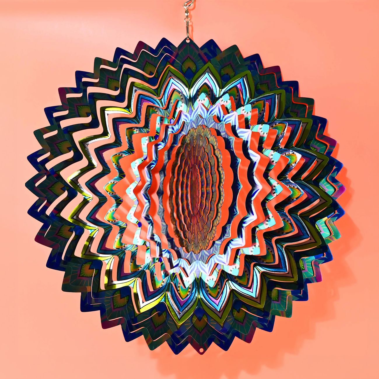 Wind Spinner i Metall Mandala Blå