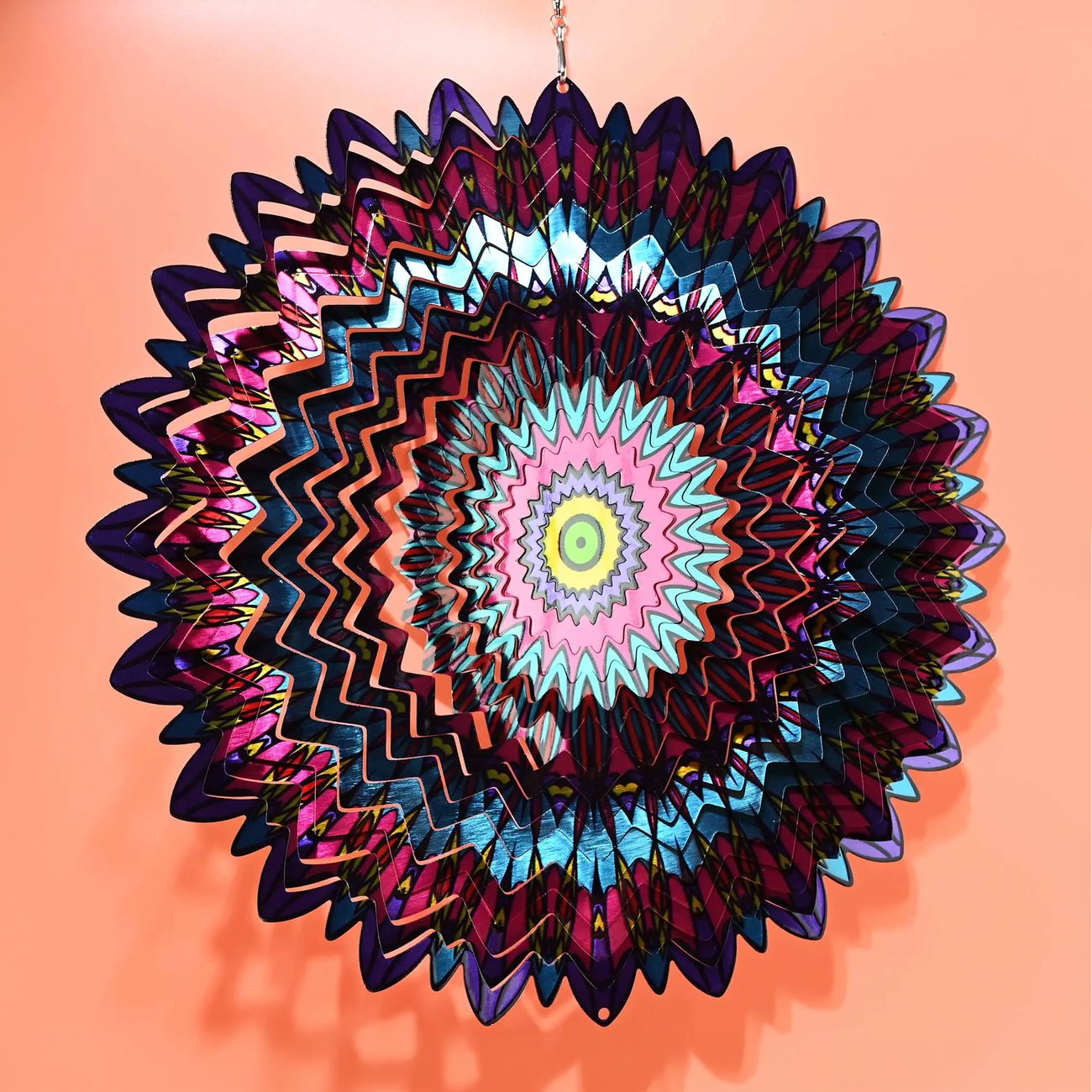 Wind Spinner i Metall Påfågel Rosa