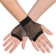 80-tals Fingerlösa Näthandskar Korta Svarta