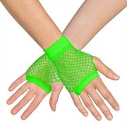 80-tals UV Fingerlösa Näthandskar Korta Neongrön