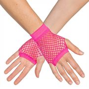 80-tals UV Fingerlösa Näthandskar Korta Neonrosa