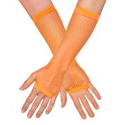 80-tals UV Fingerlösa Näthandskar Långa Neonorange