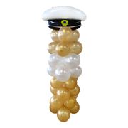 Ballongpelare Vit/Guld med Studentmössa