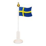 Bordflagg Sverige i Tre med Gullknopp
