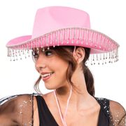 Cowboyhatt med Strass Rosa