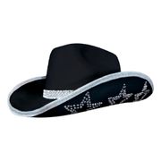 Cowboyhatt med strass-stjerner svart