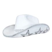 Cowboyhatt med strass-stjerner Hvit