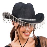 Cowboyhatt med Strass Svart