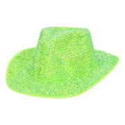 Cowboyhatt med Strass UV Neongrön