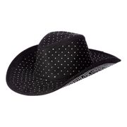 Cowboyhatt Svart med Stenar