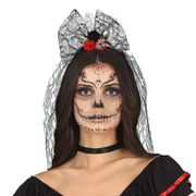 Diadem Rosett med Slöja Halloween