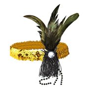 Flapper Pannband med Fjädrar Guld