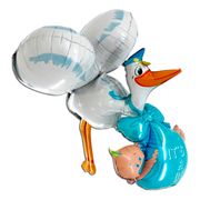 Folieballong Baby Boy Stork 3D