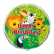 Folieballong Jungeldyr Happy Birthday