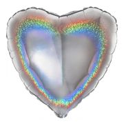 Folieballong Hjärta Glitter Silver