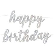 Guirlande Happy Birthday Sølvskinnende