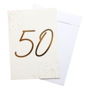 Gratulationskort Guld 50 med Kuvert
