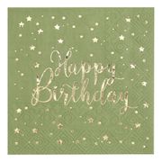 Kaffeservetter Happy Birthday Grön/Guld