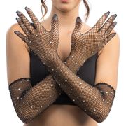 Långa Operahandskar med Stenar Svart