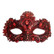 Halvmaske med strass rød