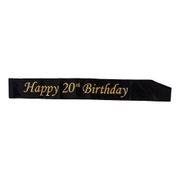 Ordensband Happy 20th Birthday Svart/Guld